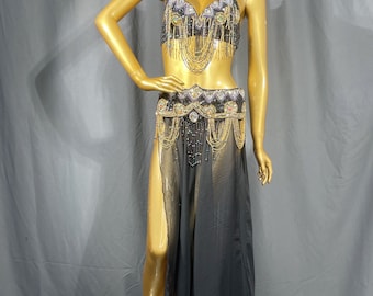 Halloween costumes Hand Beaded Belly Dance Samba Costume bra+ belt +skirt