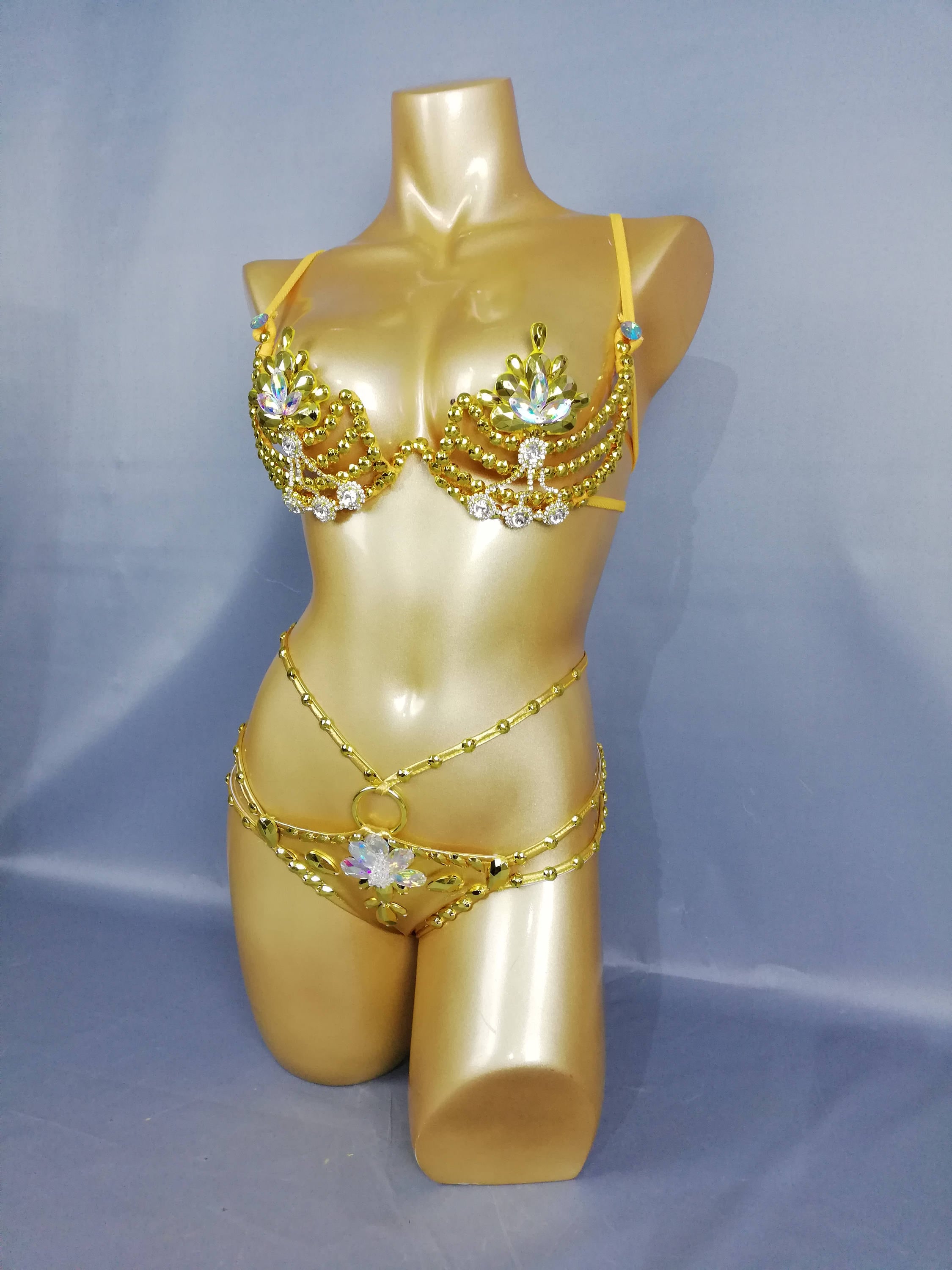 Samba Carnival Wire Bra & Panty Gold Color Set C1512 