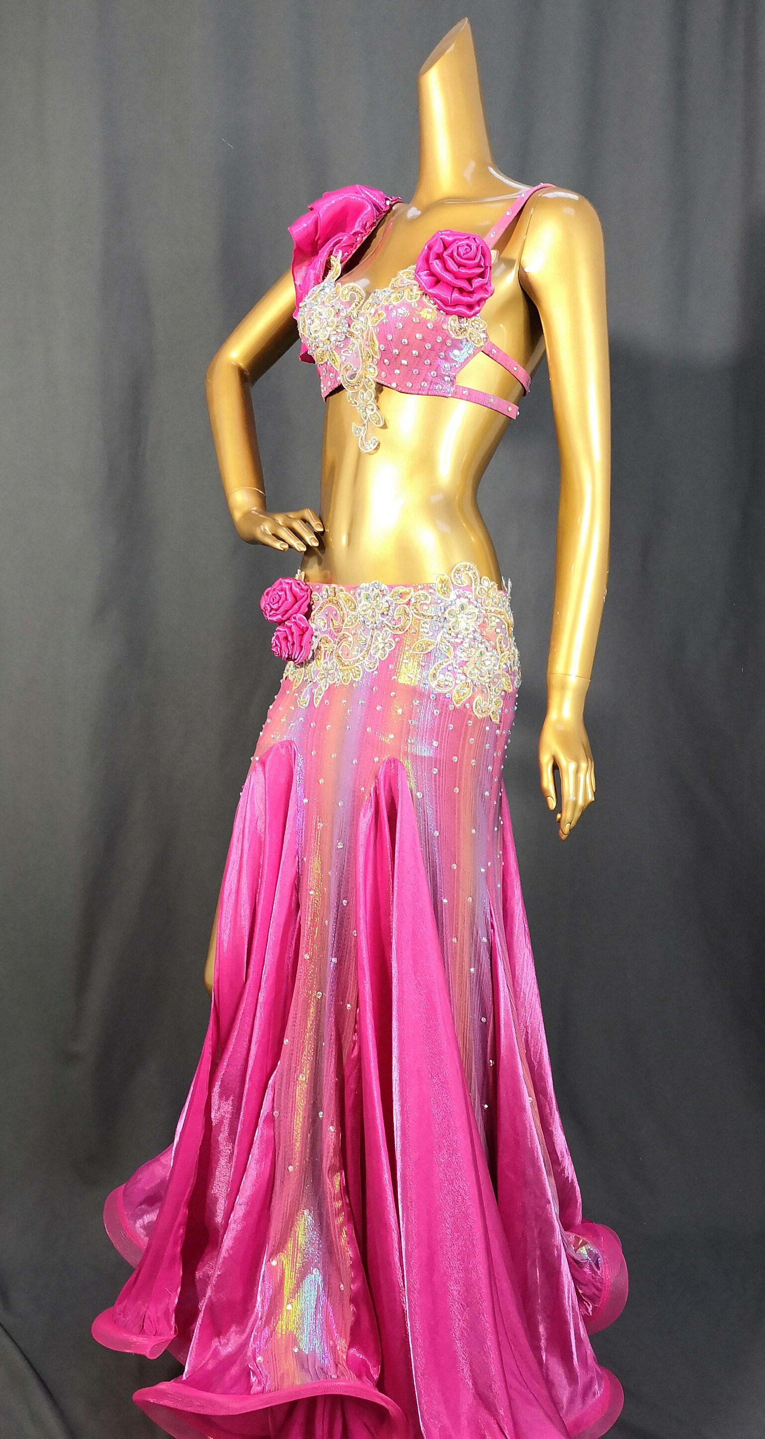 Hand Beaded Belly Dance Samba Costume Bra & Skirt Pink Color Etsy