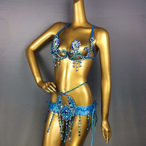 Ensemble soutien-gorge et ceinture Samba Carnivel à armatures Rainbow Stone CB003 ARGENT OR