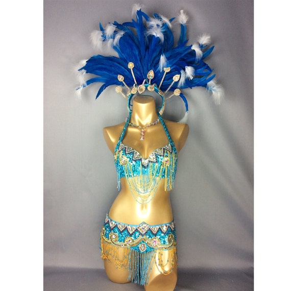 Samba Rio Carnival Costume Feather Headdress , Feathers Costume