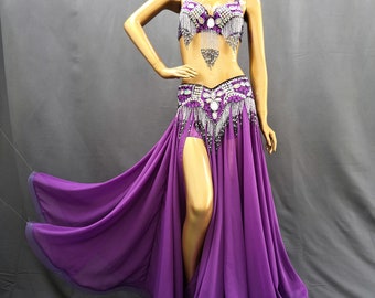 FREE SHIPPING Hand Beaded Belly Dance Samba Costume Purple | Etsy