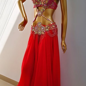 Hand Made Beaded Belly Dance Samba Costume Red Color Bra Belt - Etsy