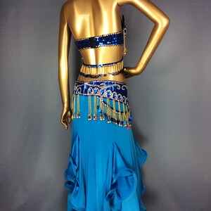 Hand Beaded Belly Dance Samba Costume Royal Blue&silver Color - Etsy