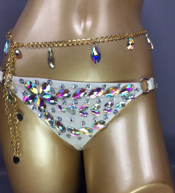Samba Carnival Wire Bra and Belt Underwear AB Color Stone 3 Piece
