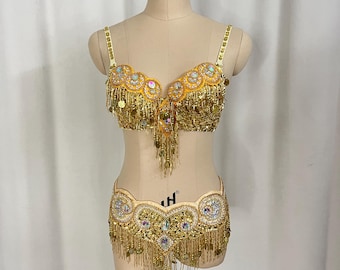 Hand Beaded Belly Dance Samba Costume Bra Belt 5 COLOR - Etsy
