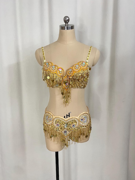 Hand Beaded Belly Dance Samba Costume Bra Belt 5 COLOR - Etsy