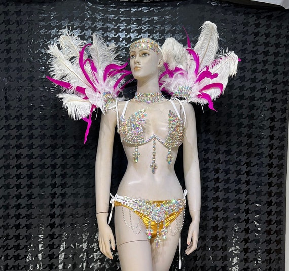 Samba Carnival Wire Bra and Panty and Feather Hand Beads Passista