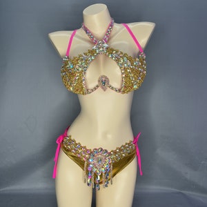 Samba Carnival wire bra and  belt Passista Pageant Cabaret Broadway Theater Mardi Gras, RAVE Vegas Showgirl C018
