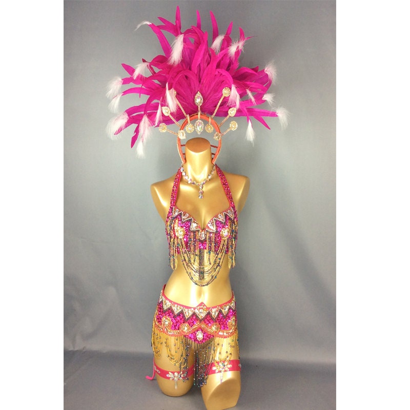 Samba Rio Carnival Costume Feather Headdress Feathers Etsy
