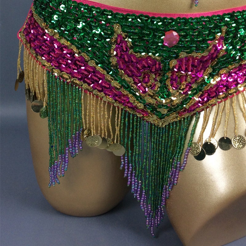 FREE SHIPPING Hand Beaded Belly Dance Costume Bra Belt Neck Etsy