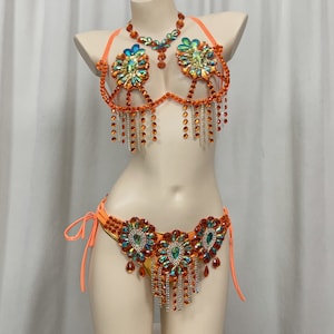 Samba Carnival Belly Dance Costumes For Women Hand Made Wire Bra,Belt And Bottoms Stones Samba Suit