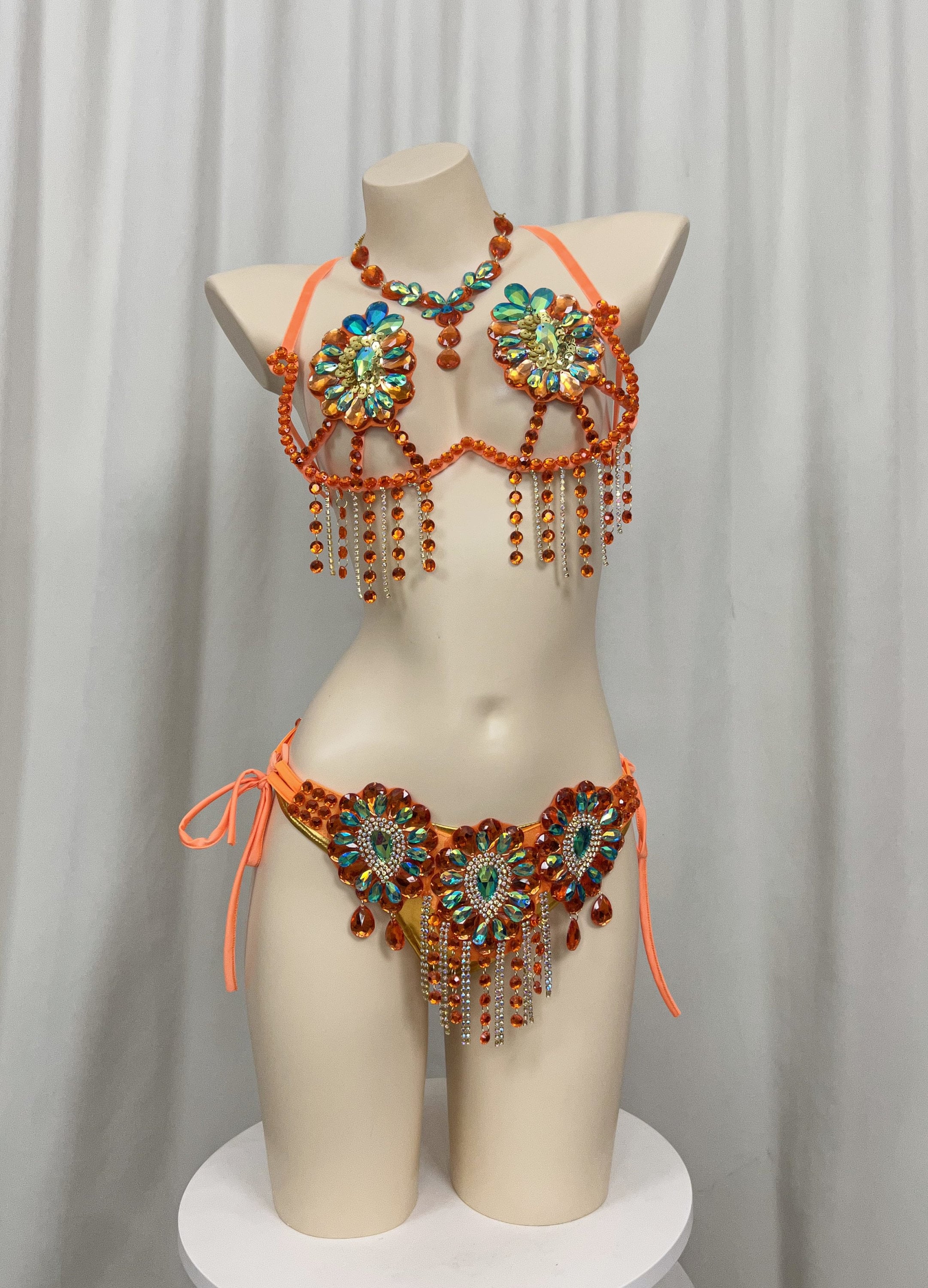 Samba Carnival Belly Dance Costumes for Women Hand Made Wire Bra