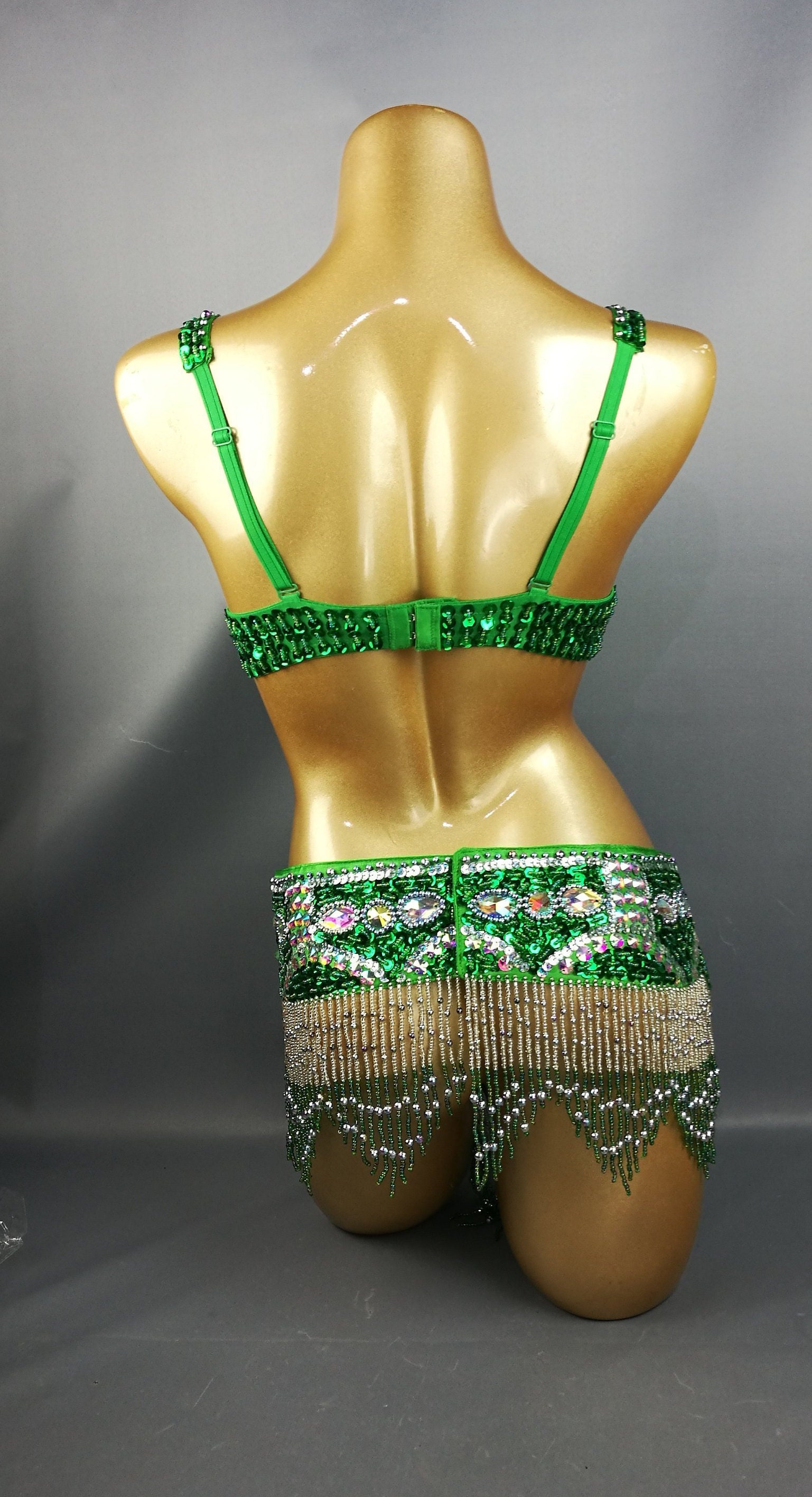 Generic Women Belly Dance Sequin Beaded Bra Top Samba Dance Costume Show  Green @ Best Price Online