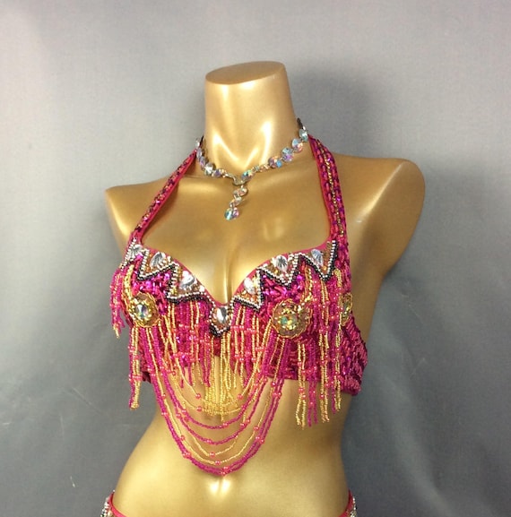 Buy Hand Beaded Belly Dance Samba Costume Bra Only HOT PINK Color Bra201152  Online in India 