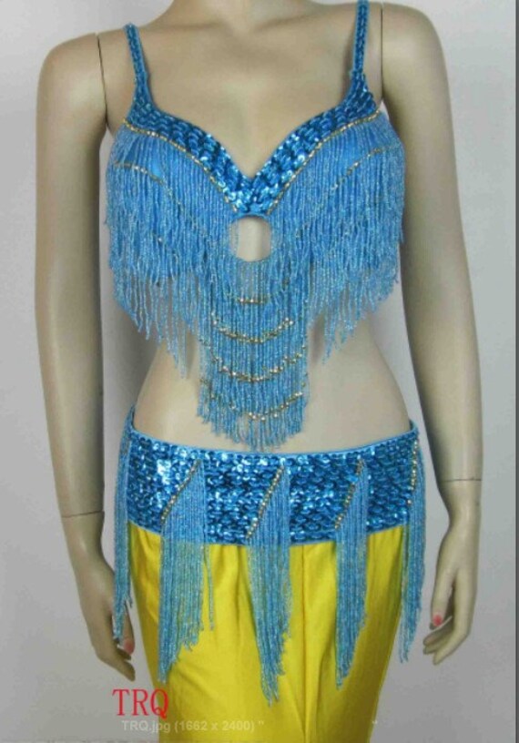 FREE SHIPPING Hand Beaded Samba Belly Dance Costume Bra&Belt | Etsy