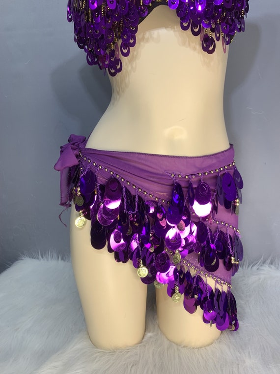 Vintage-Inspired Silk Fuchsia Belly Dance Costume bra and belt any size  (Option: embroidered skirt, bracelet, head or neck piece, net body)