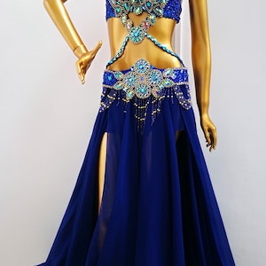 Hand Made Beaded Belly Dance Samba Costume ROYAL BLUE Color - Etsy