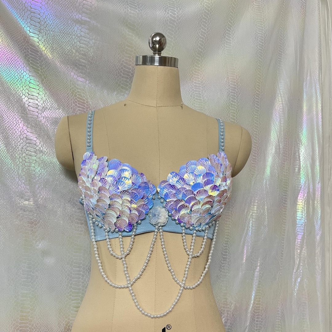 New Style Handmade Halloween Belly Dance Pearl Shell Decorate Bra