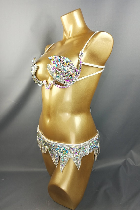 Samba Carnival Wire Bra & Panty & belt Set Hand Made 4 Piece Belly