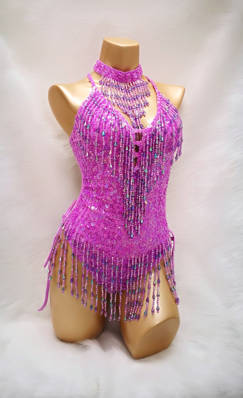 Sexy Women Beads Bodysuit Sequin Swimsuit RAVE Dancer Etsy Australia