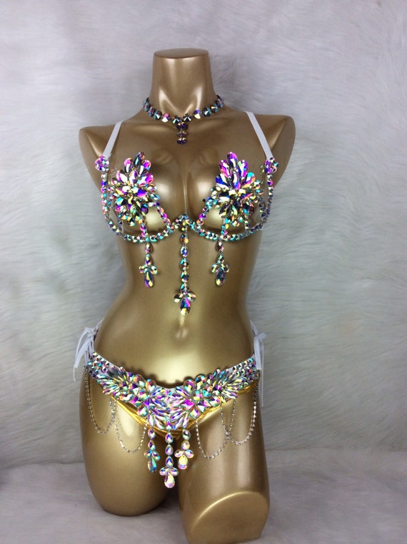 Hand Made Samba Carnival Wire Bra and Panty Hand Beads Passista Pageant  Cabaret Broadway Theater Mardi Gras, Vegas Showgirl C023 -  New Zealand