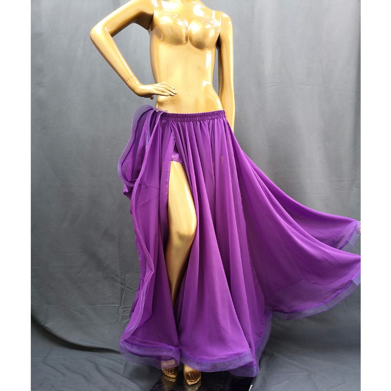 Belly Dance Skirt Slit Both Side SK1905 Black Hot Pink Dark Etsy