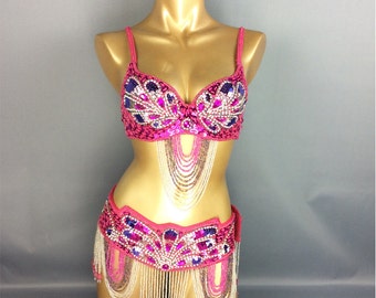 wholesale belly dance costumes bra&belt 2 piece set accept any size #TF1359
