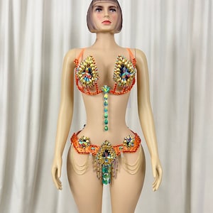 Samba Carnival Wire Bra & Belt Rainbow stones C014