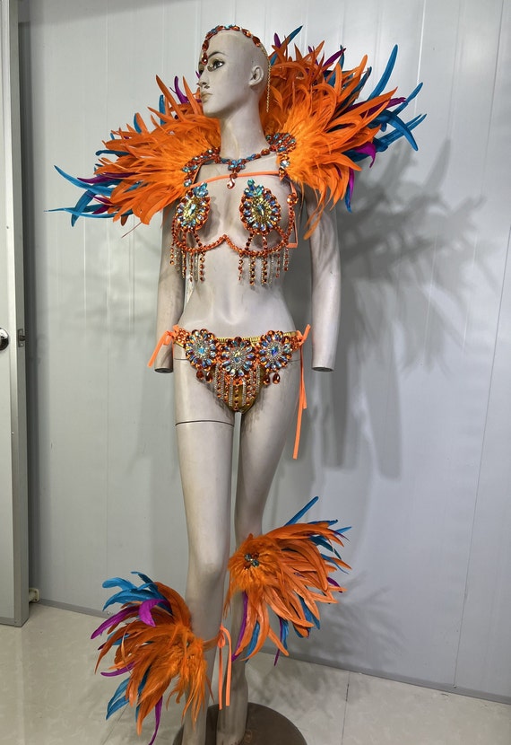 Samba Carnival Wire Bra and Belt Underwear AB Color Stone 3 Piece