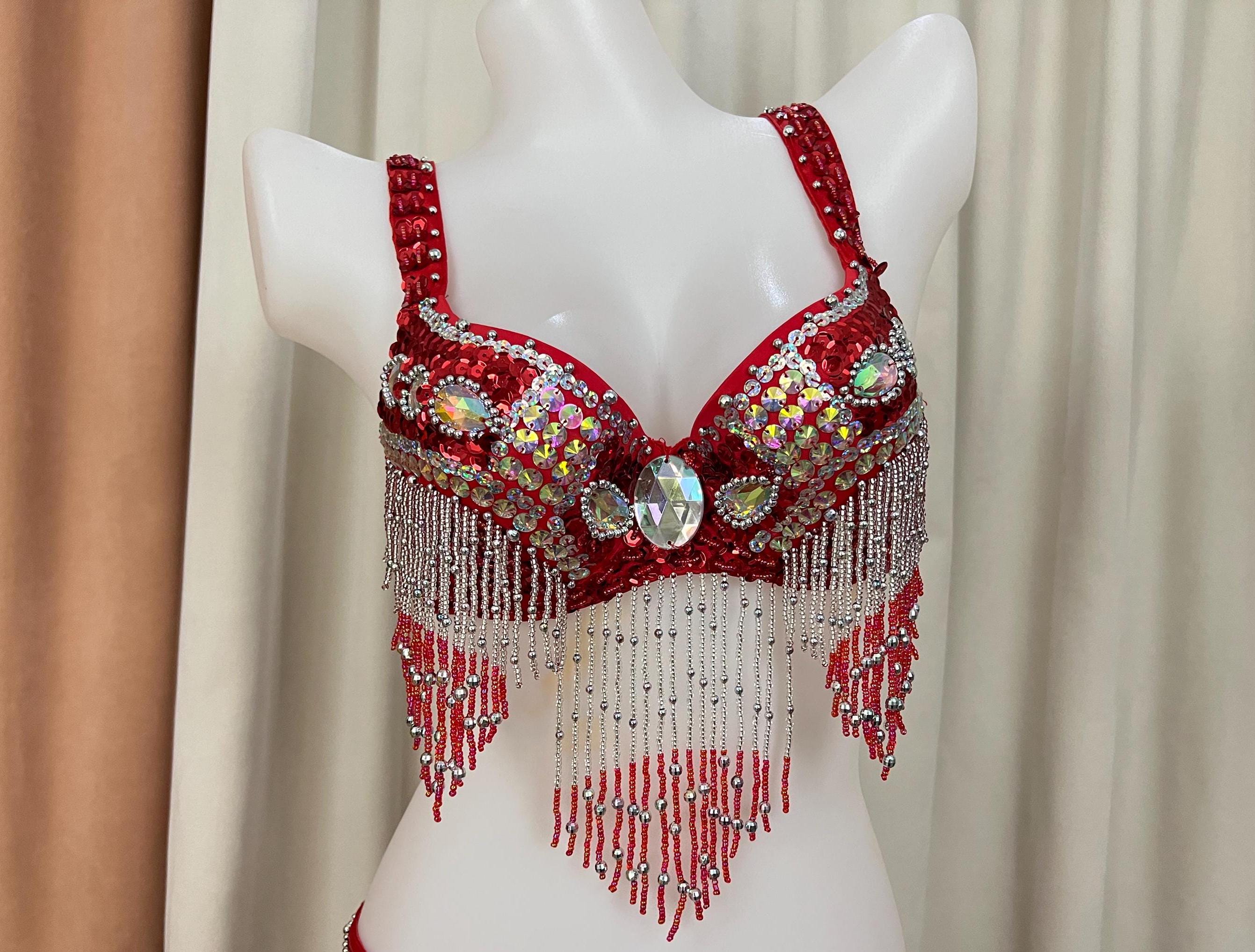 Halloween Dress Hand Beaded Belly Dancing Samba Costume Bra Only 1