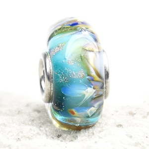 Handmade glass bead with silver tube