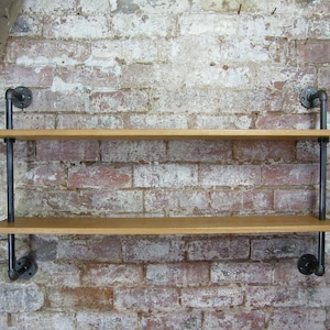 Solid Oak & Gas Pipe Wall Hanging Shelving Unit - Custom Orders Welcome