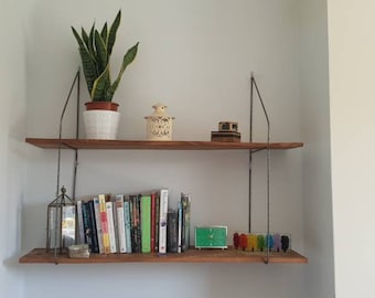 Handmade Wire Brackets - Reclaimed Chestnut - Contemporary Bookshelves