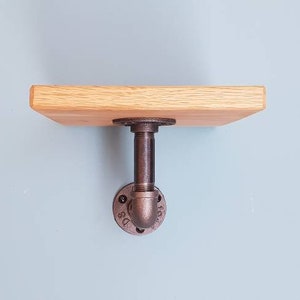 Solid Oak Shelf with Gas Pipe Bracket