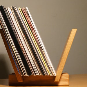 Solid Oak Wood LP Record Stand. 70 Record Capacity. Hand Made in West Yorkshire.