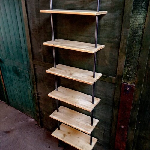 Industrial Steel Gas Pipe Bookcase Asymmetric Shelving Loft Etsy UK