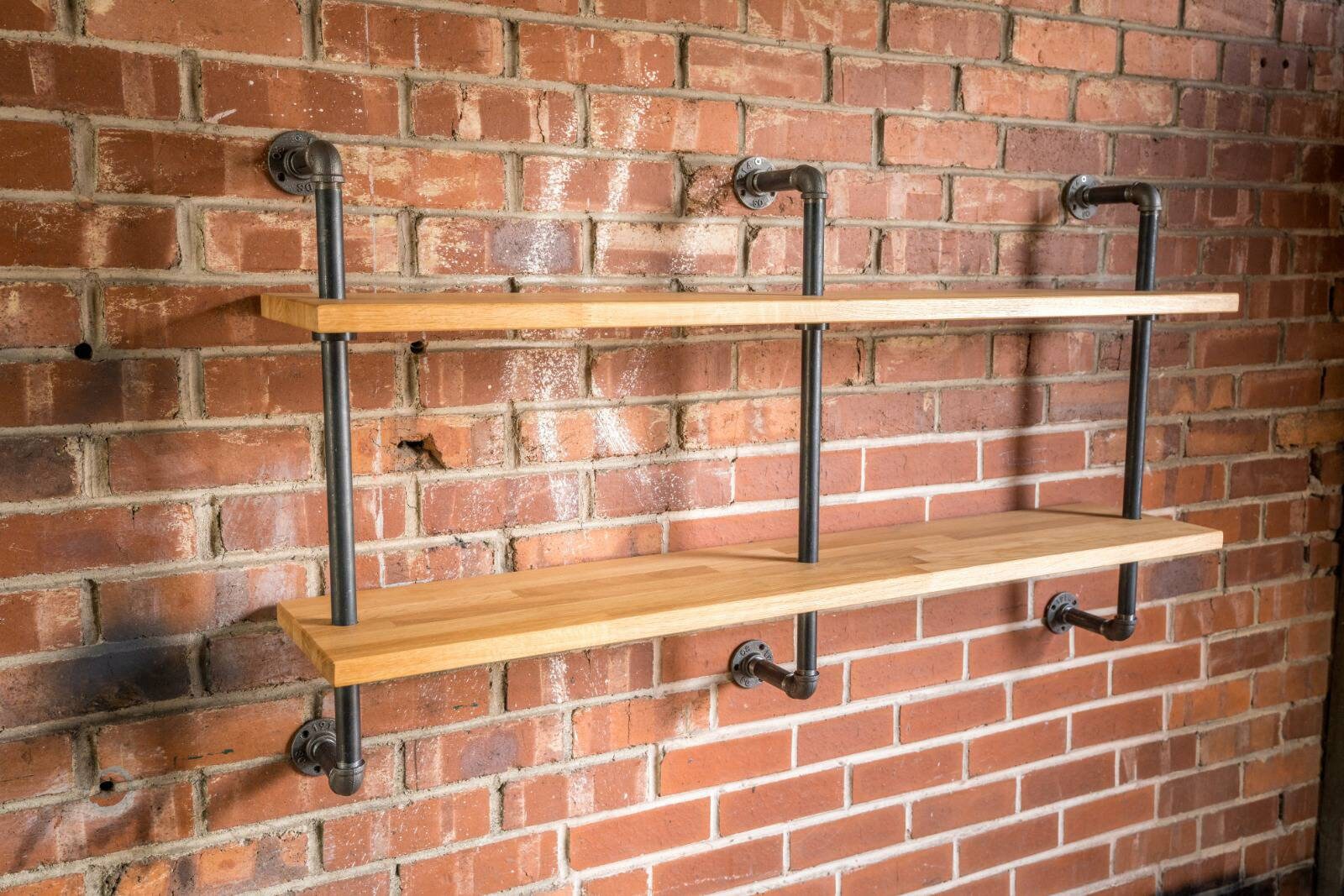 Solid Oak Gas Pipe Shelving Unit Custom Orders Etsy UK