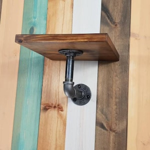 Wooden Shelf with Gas Pipe Bracket