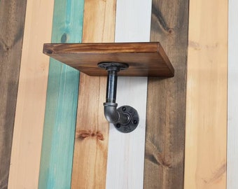 Wooden Shelf with Gas Pipe Bracket