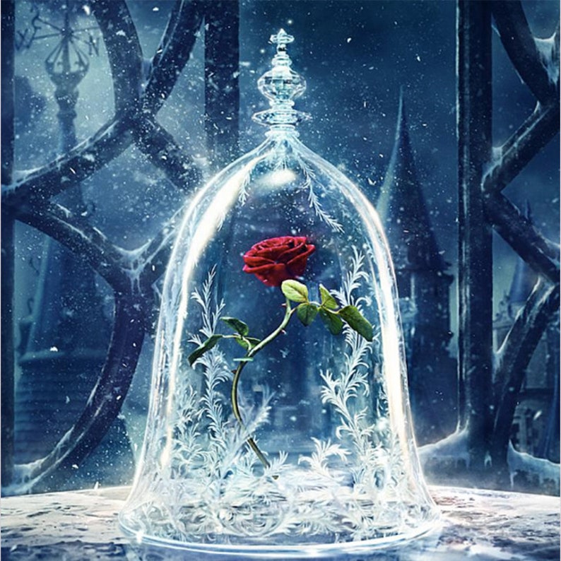 Beauty and the Beast Glass Rose 5D Painting