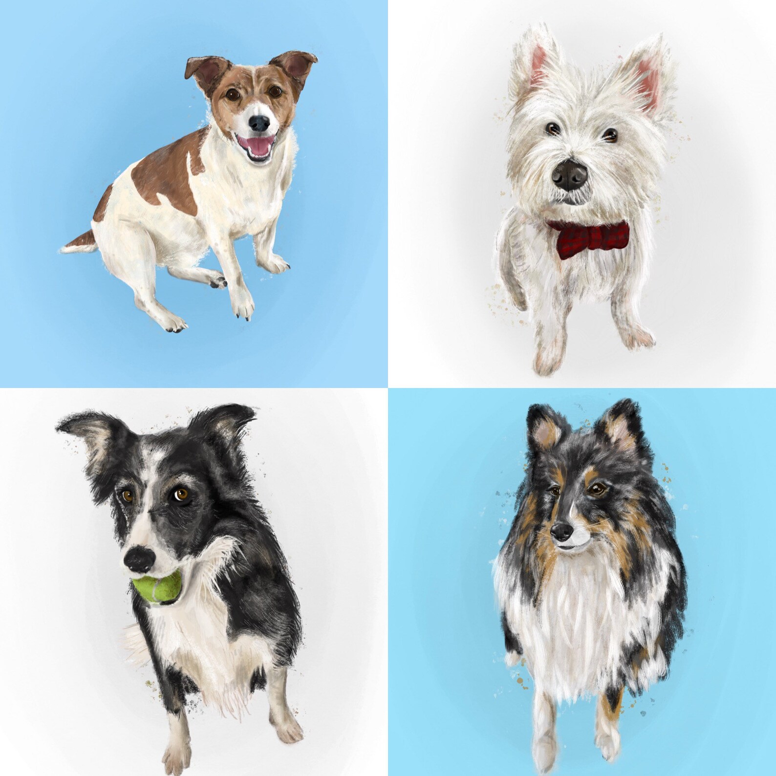 Custom Pet Portrait A4 Gift Print Dog Portrait Pet Print | Etsy