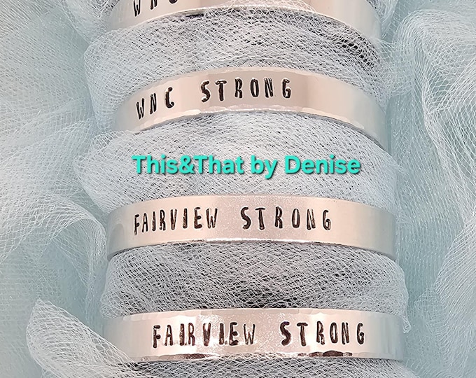 Featured listing image: WNC Strong (or Your Community) Hand Stamped Cuff Bracelet