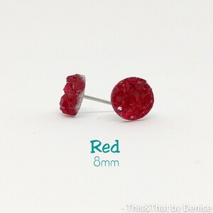 8mm Round Druzy Stud Earrings, Faux Druzy