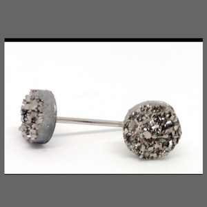 10mm Round Druzy Stud Earrings, Faux Druzy