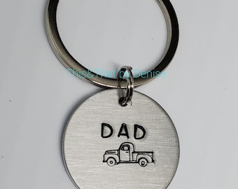 Dad Hand Keychain, Hand Stamped, Key Fob