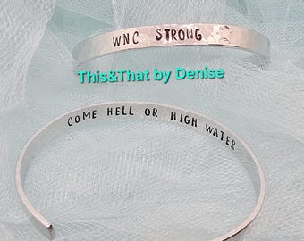 WNC Strong, Community Strong Hand Stamped Cuff Bracelet,