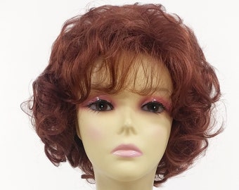 10 Inches Bright Auburn Short Curly Bob Wig with Bangs [156-757B-Sayla-130]
