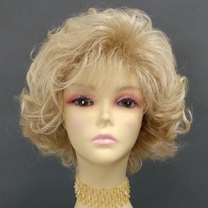 10 Inches Light Blonde with Dark Blonde Roots Short Curly Bob Wig with Bangs [156-760E-Sayla-16T613]