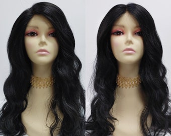 23 inch Free Part Deep Lace Front Black Long Wavy Heat Safe Wig [143-686-Ember-1B]